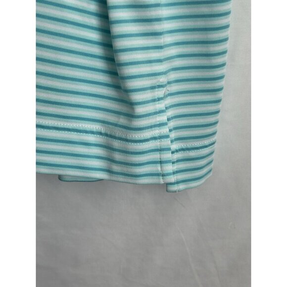 FootJoy FJ Golf Polo Shirt Men's XL Turquoise/ White Striped Golf Performance - Picture 6 of 9